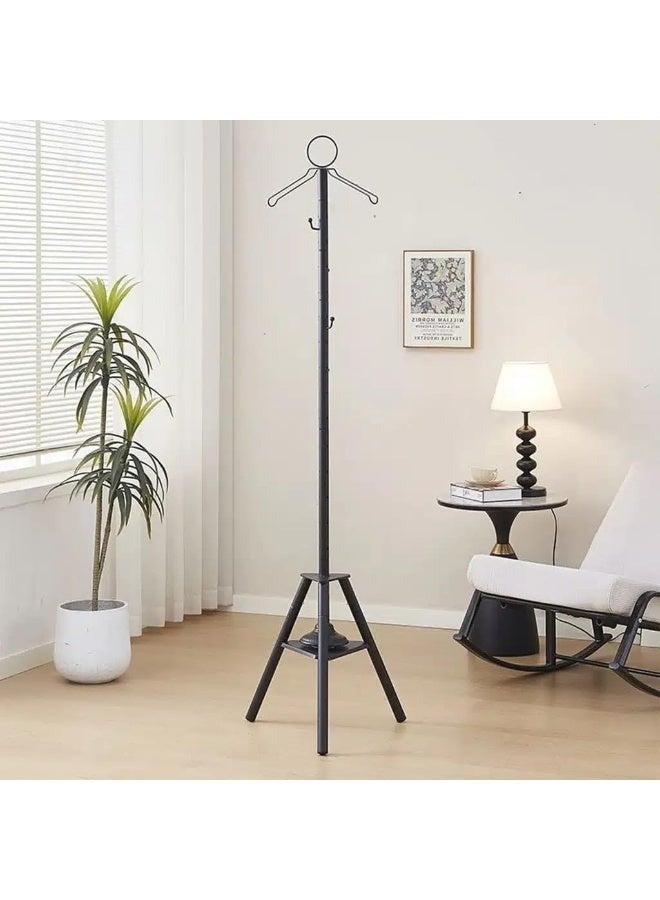 Modern Clothes Stand with Built-in Incense Burner 175cm long bakhoor burner stand hanger with cloth hooks and holes for steaming clothes(Black) - Image 2